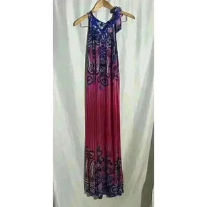 Ace Fashion Size 2XL Multicolor Paisley Boho Halter Dress Pink